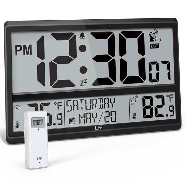 "LFF Atomic Clock with 4.5"" Display, Indoor/Outdoor Temp, Wireless
