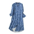thumbnail image 1 of LFFYeerr Women Cotton Nightgown Button down Nightshirt Long Sleeve Pajama Dress V-Neck Plaid Night Robe Spring Autumn Womens Nightdress X-XL, 1 of 8