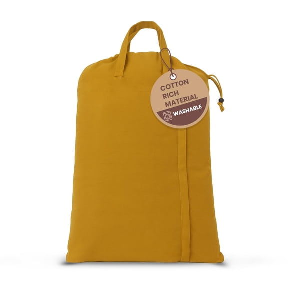 LFH Home Cotton Canvas Large Laundry Bag with Handle, Heavy Duty Drawstring Closure Washable Laundry Bags, School Travel, Home, Hotel, College Dorm, Organizer Sack, Toys Clothes 20x30-Yellow