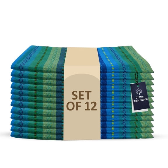 LFH Home Cotton Rich Cloth Salsa Napkin Set of 12 Washable Soft Durable Striped Table Napkins for Dining Wedding Daily Use Reusable Eco-Friendly Fabric Napkins for Elegant Settings(18x18)-VioletMulti