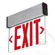 LFI Lights | Aluminum Edge Lit Red LED Exit Sign | Surface Mount | Brushed Aluminum Housing | Battery Backup [ELSM-R-A-BB-SC]