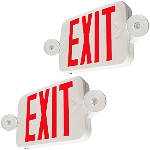 LFI Lights | Compact Combo Red Exit Sign with Emergency Lights | White ...