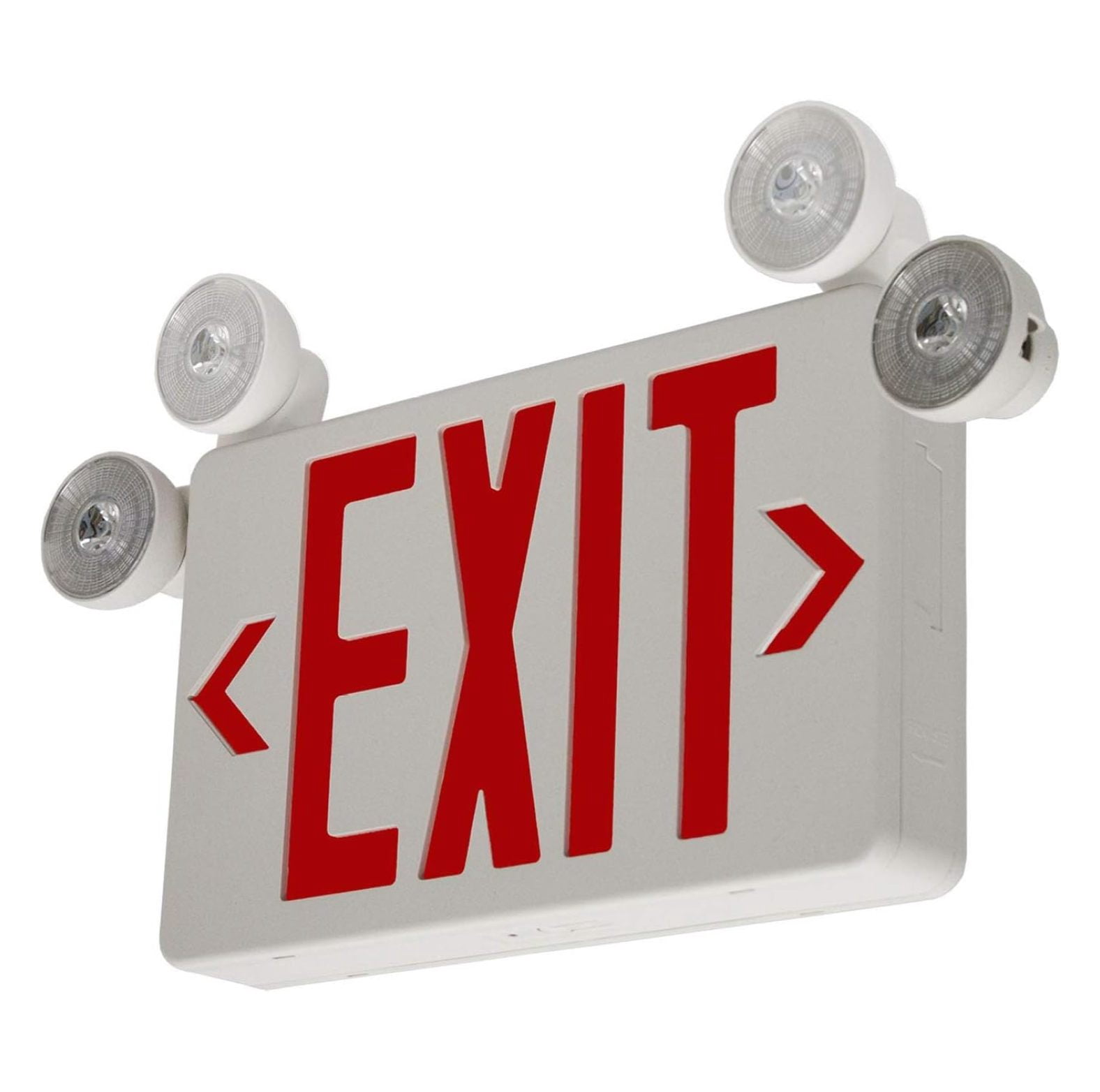 LFI Lights | Compact Combo Red Exit Sign with Emergency Lights | White ...