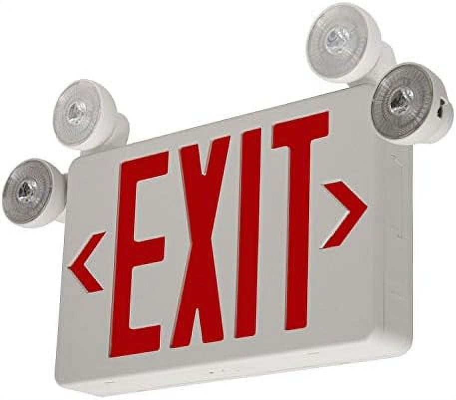 LFI Lights Compact Combo Red Exit Sign with Emergency Lights White