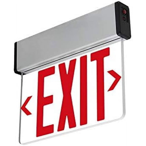 LFI Lights | Edge-Lit Red Exit Sign | Modern Design Brushed Aluminum Housing | All LED | Single-Sided Clear Acrylic Panel | Hardwired with Battery Backup | UL Listed | ELSM-R$$Tools & Hardware Other