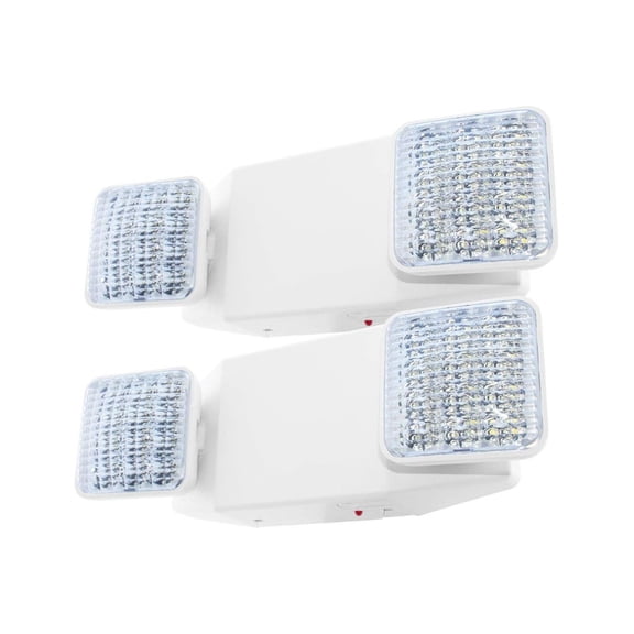 LFI Lights | Emergency Light | White Housing | Two LED Adjustable Square Heads | Hardwired with Battery Backup | UL Listed | Contractor Standard | (2 Pack) | EL-2