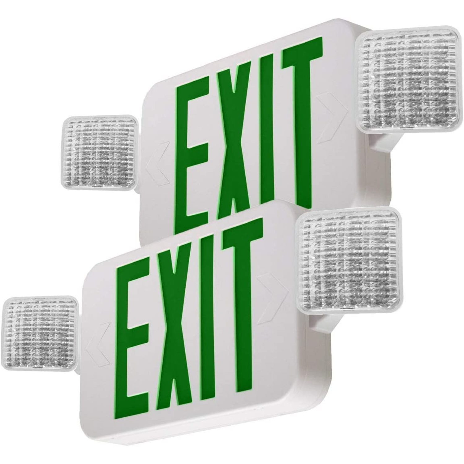 LFI Lights Green LED Combo Exit Sign Emergency Light 2 Pack