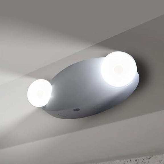 LFI Lights | Oval Emergency Light | White Housing | Two LED Adjustable Round Heads | Hardwired with Battery Backup | UL Listed | (1 Pack) | EL-M