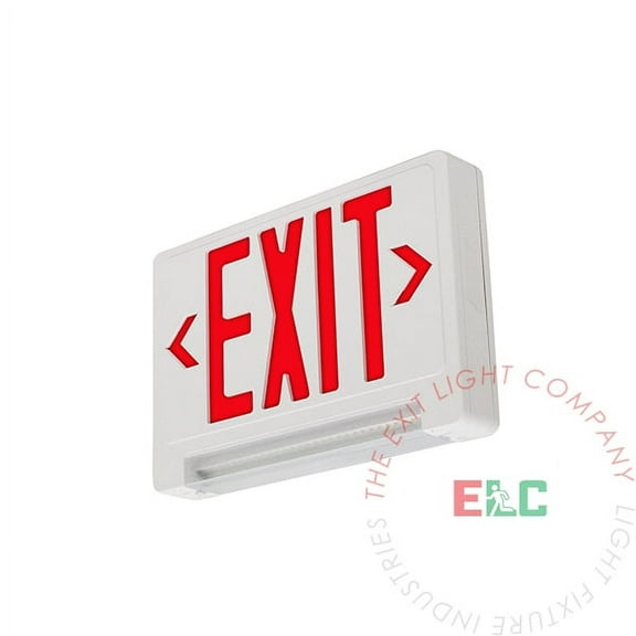 LFI Lights | Ultra Bright Red Exit Sign Emergency Light Bar Combo | All LED | White Housing | Battery Backup [COMBOLP-R-W-BB]