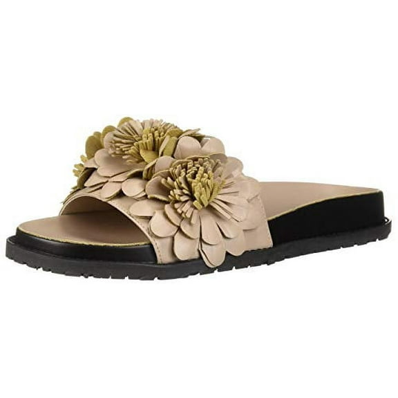 LFL by Lust For Life LL-Kimchi Nude Slide Sandal Blush Flower Slide Slip On Mule (Blush Polyurethane, 6)