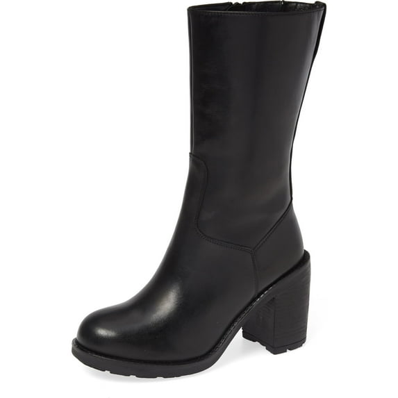 LFL by Lust For Life Magnum Round Toe Grungy Lug Sole Chunky Stacked Heel Boots (Black, 6)