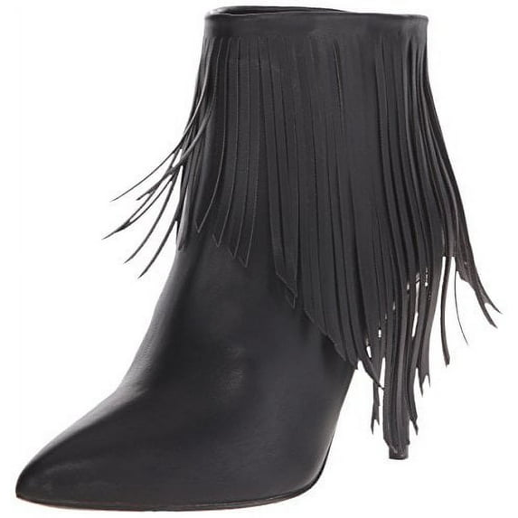 LFL by Lust For Life Shrine Boot Black Pointed toe Mid Heel Fringe Booties (6)