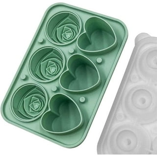 Pack 2, KooMall Large Ice Cube Tray with Ice Box, Rose Heart Ice