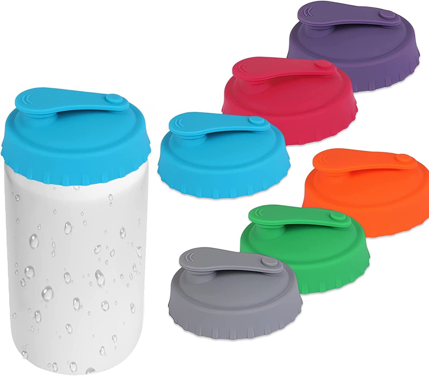LFOGoods 6 Pack Silicone Can Lids Reusable Pop Can Lids for Standard