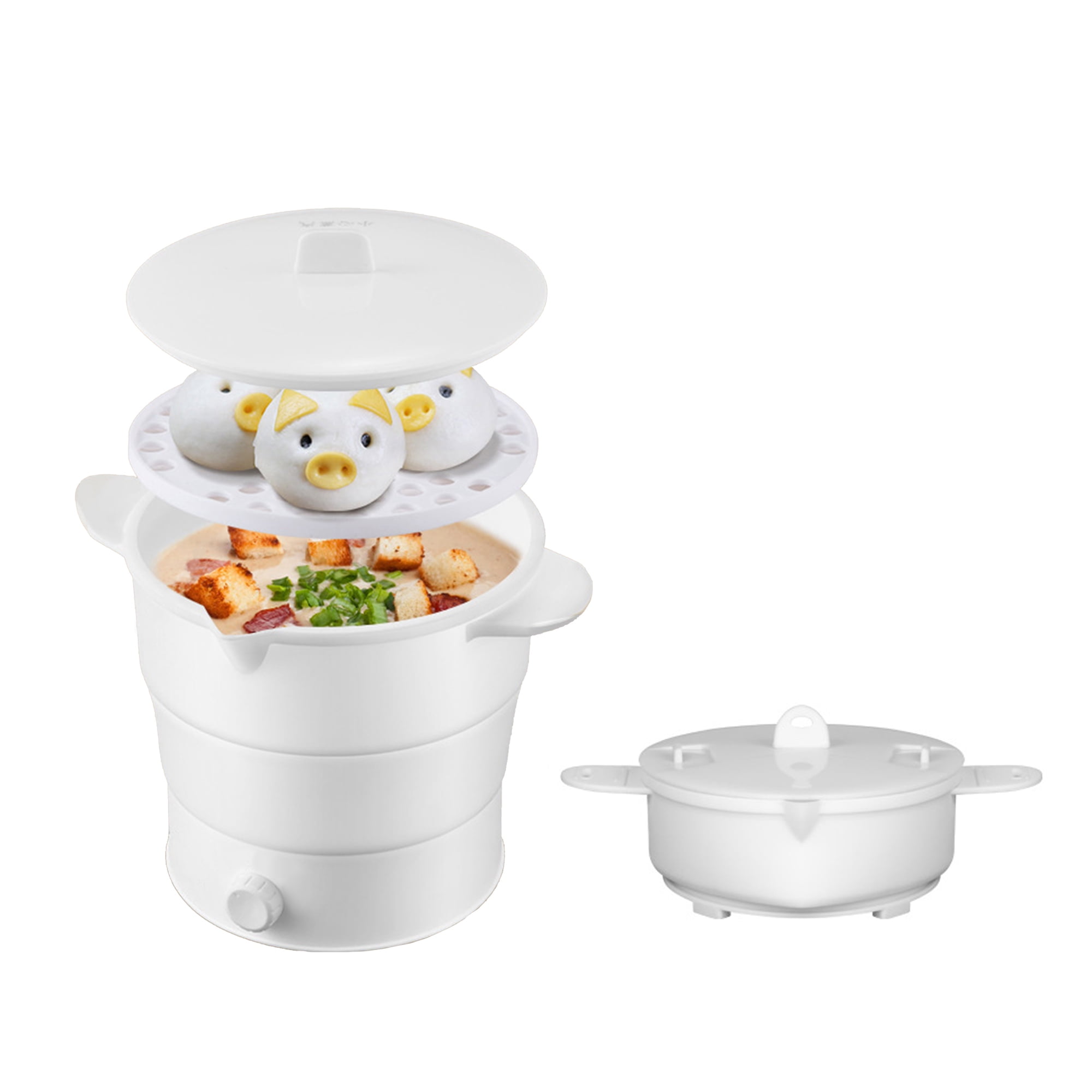 LFOGoods Foldable Electric Hot Pot Cooker, Portable 1.2L Mini Travel