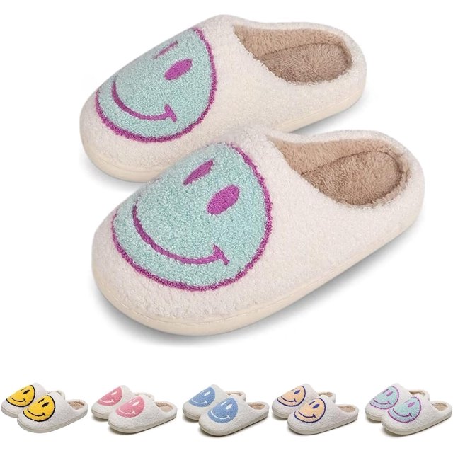 LFOGoods Happy Smile Face Slippers for Kids House Slippers Soft Plush
