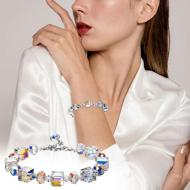 LFOGoods Iridescent Crystal Bracelet for Women Girl Adjustable Auroras