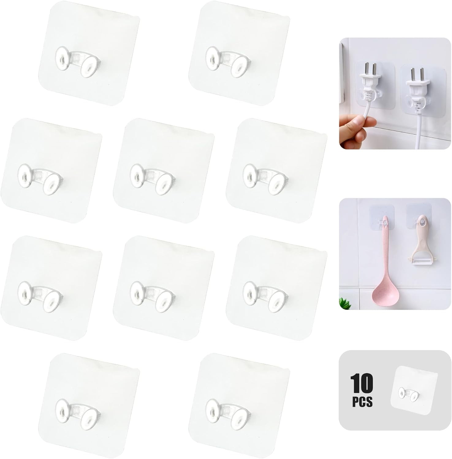 LFOGoods Sticky Power Plug Holder, NonDrilled Wall Mounted Transparent