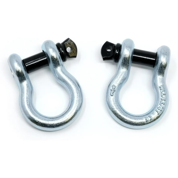 LFPartS D-Ring Shackles Set 3/4" Powder Coat Heavy Duty for Vehicle Recovery Towing Jeeps, Trucks, Atvs, Boats - 2 pcs (3/4" Shackles Silver)