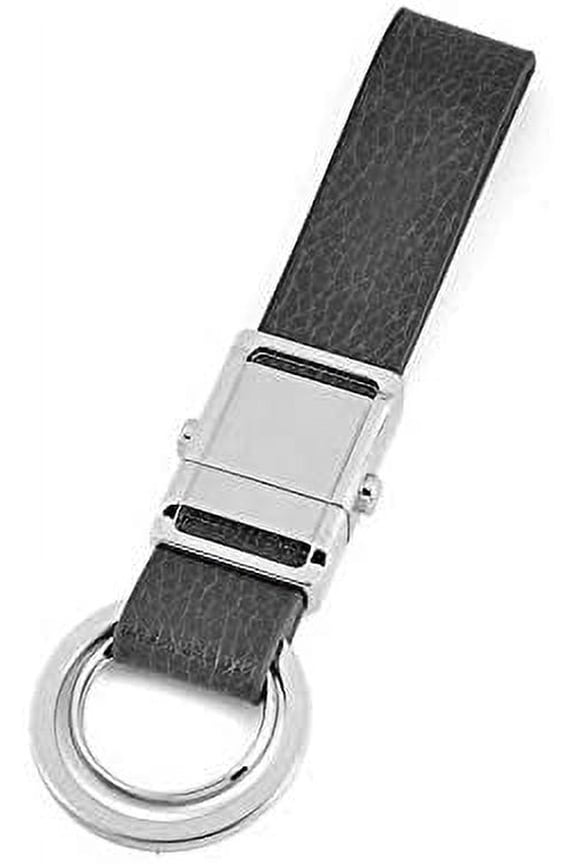 Genuine Leather Valet Keychain in a Gift Box Elegant Key Chain 2 Key Rings (Silver)