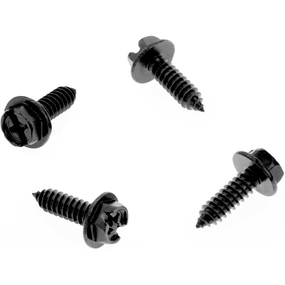 LFPartS Hex Washer Head Phillips/Slotted Combo Self-tapping License Plate frame screws (Black Finish Stainless Steel)