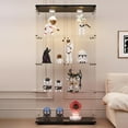 thumbnail image 1 of LFT HUIMEI2Y Glass Display Cabinet with LED Lights and Lock, 2 Door Curio Cabinets, Tempered Glass Collection Display Showcase for Bedroom, Living Room 65” Black, 1 of 9
