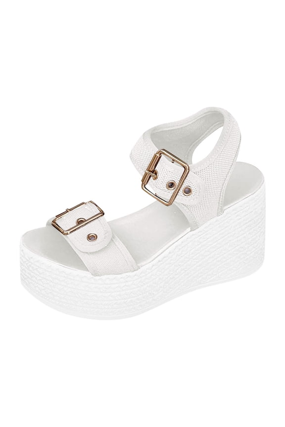 Sandals For Women Wedge Heel Platform Mesh Ankle Strap Oen Toe Buckle Beach Spring And Summer Red 41