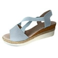 thumbnail image 1 of LFXJVY Wedge Heel Sandals For Women Flatform Ankle Strap Backstrap Open Toe Holiday Beach Dressy Summer Espadrille Blue 40, 1 of 7
