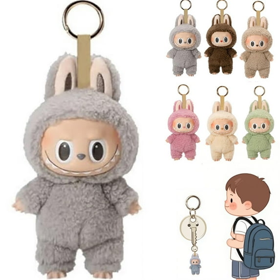 LFY Gray Keychain Plush Keychain Modern Home Monster Funny & Soft Key Holder,Kawaii Collectible charms(1pc)