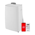 thumbnail image 1 of LG 10,000 BTU DOE/ 14,000 BTU ASHRAE 450 Sq Ft Smart Wi-Fi Enabled Dual Inverter Portable Air Conditioner, White, 1 of 26
