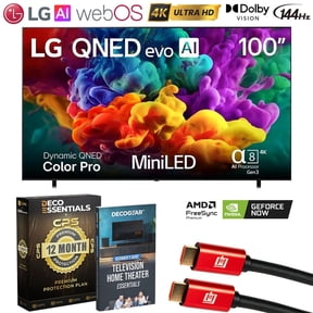 LG 100" QNED evo AI Mini LED 4K Smart TV (2026) 100QNED84BU.AUS Bundle with 1 YR CPS Enhanced Protection Pack, 2X 6FT HDMI Cable and Deco Gear Home Theater Beginner's Guide