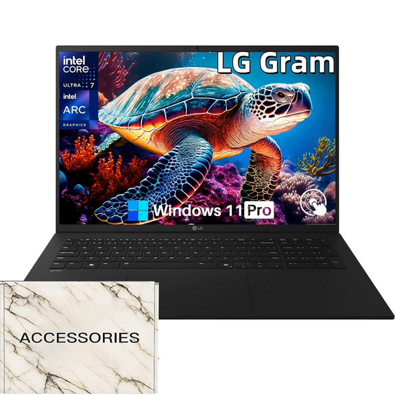 LG 2025 Gram 17" Touchscreen Laptop – Intel Ultra 7, Arc Graphics, 32GB RAM, 2TB SSD, WQXGA Display, WiFi 7, Copilot+ PC, Windows 11 Pro, Lightweight Ultrabook, w/Accessories