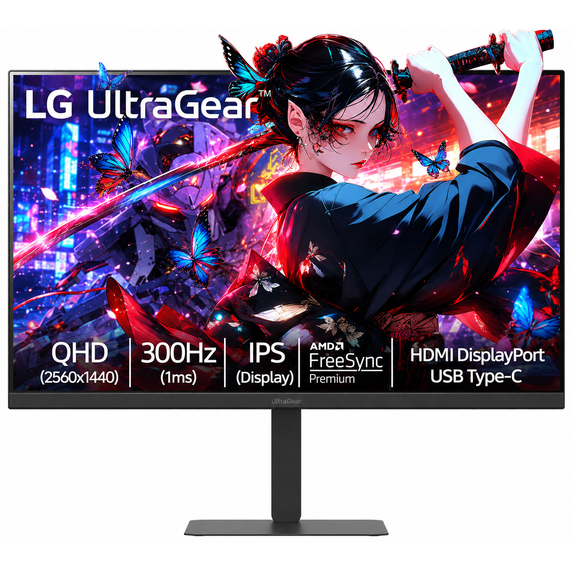 LG 27 inch QHD Monitor | 300Hz -1ms | AMD FreeSync Premium, G-SYNC Compatibility | USB-C, HDMI 2.1 | Built-in Speaker | Tilt/Height/Pivot Adjustable Stand