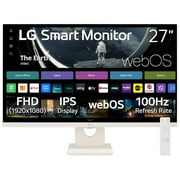 LG 27" FHD IPS Smart Monitor with webOS 100Hz, White, 27U55WSA-W