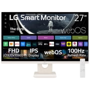 LG 27" FHD IPS Smart Monitor with webOS 100Hz, White, 27U55WSA-W