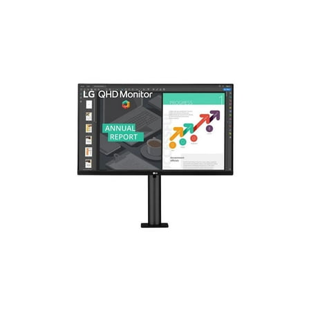 LG - 27” Ergo IPS QHD Monitor with Ergonomic Stand & C-Clamp - Black
