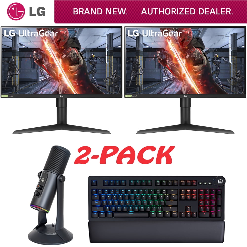 LG 27GL850-B 27 Ultragear QHD Nano IPS 1ms NVIDIA G-SYNC Dual Gaming  Monitor Bundle with Deco Gear Mechanical Keyboard Cherry MX Red + PC  Streaming USB Microphone for Gaming 