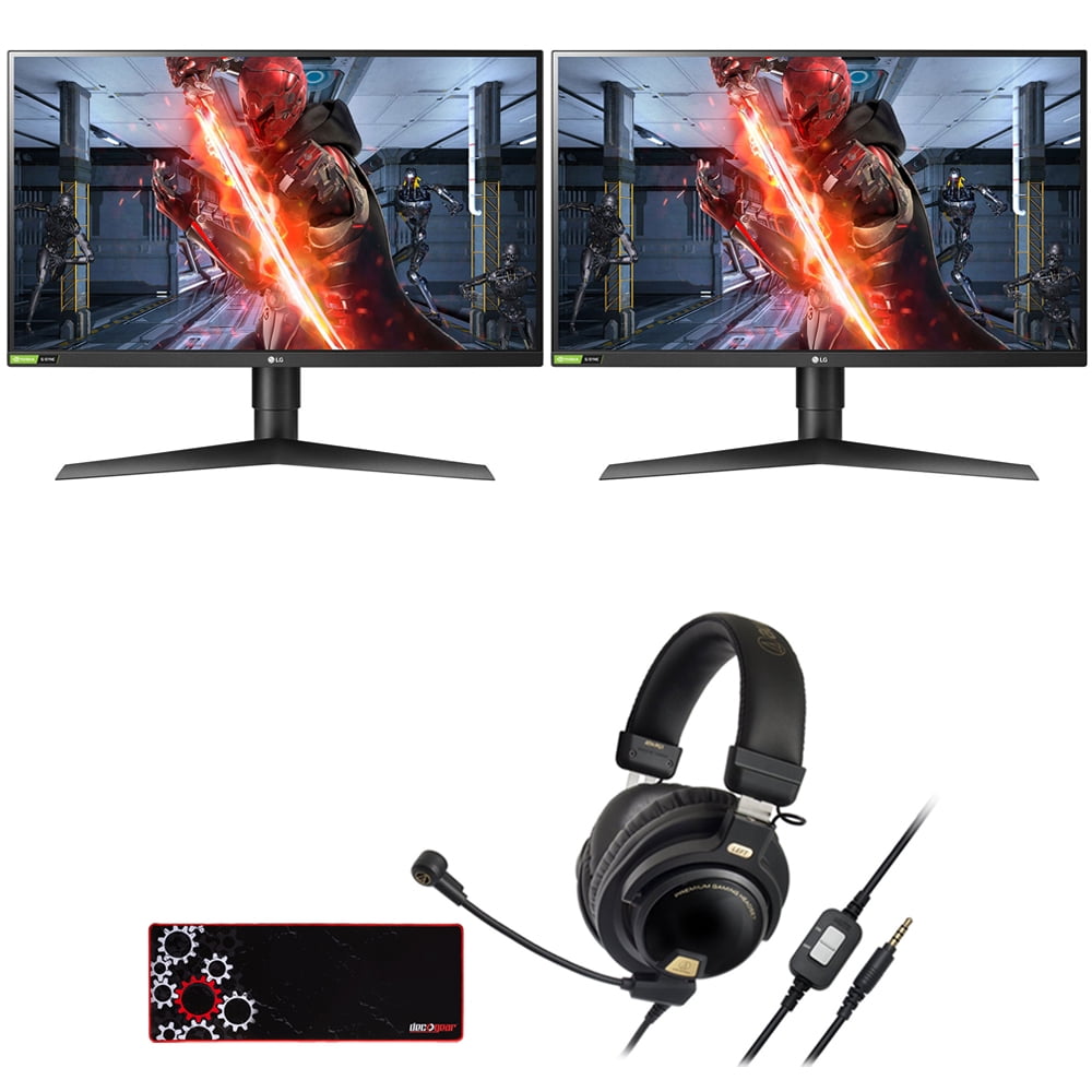 LG 27GL850-B 27-inch Ultragear QHD Nano IPS 1ms NVIDIA G-SYNC Compatible  Gaming Monitor (2-Pack) Bundle with Audio-Technica Premium Gaming Headset  and Deco Gear Large Extended Pro Gaming Mouse Pad 