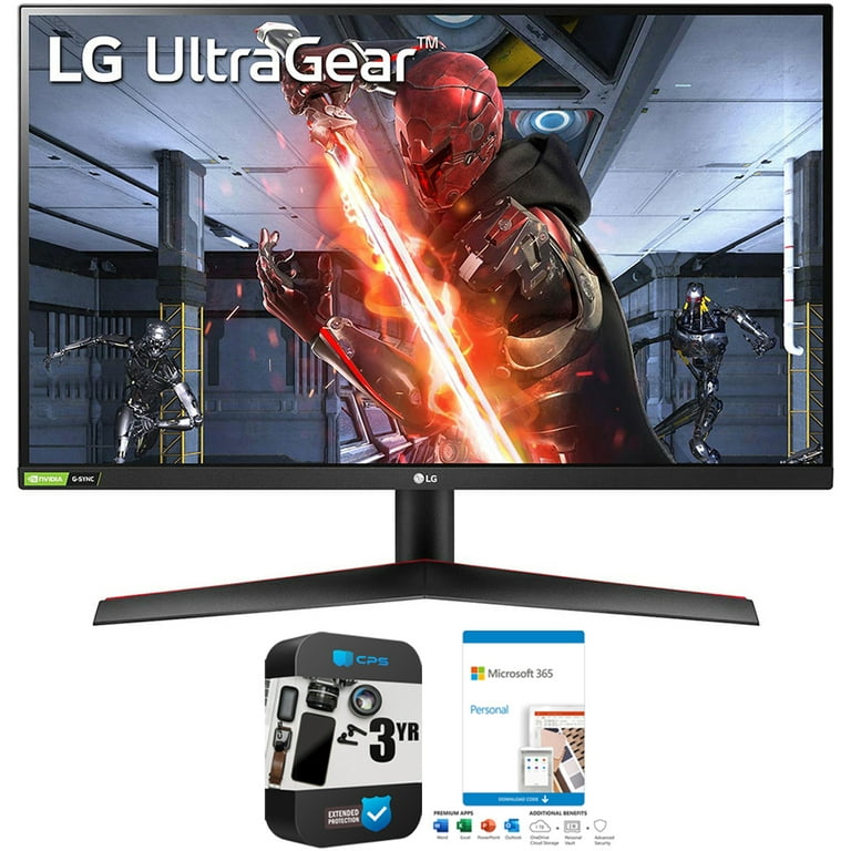 LG 27GN800-B 27 UltraGear QHD IPS 144Hz 16:9 G-SYNC HDR Monitor Bundle with  365 Personal 15 Month Subscription Download for PC/Mac and 3 YR CPS  Enhanced Protection Pack 
