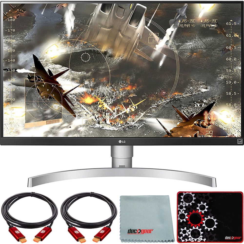 LG 27UK650-W 27 inch 4K HDR IPS Monitor 3840 x 2160 16:9 Bundle with Deco  Gear HDMI Cable 2 Pack + Gamer Surface Mousepad + Screen Cloth