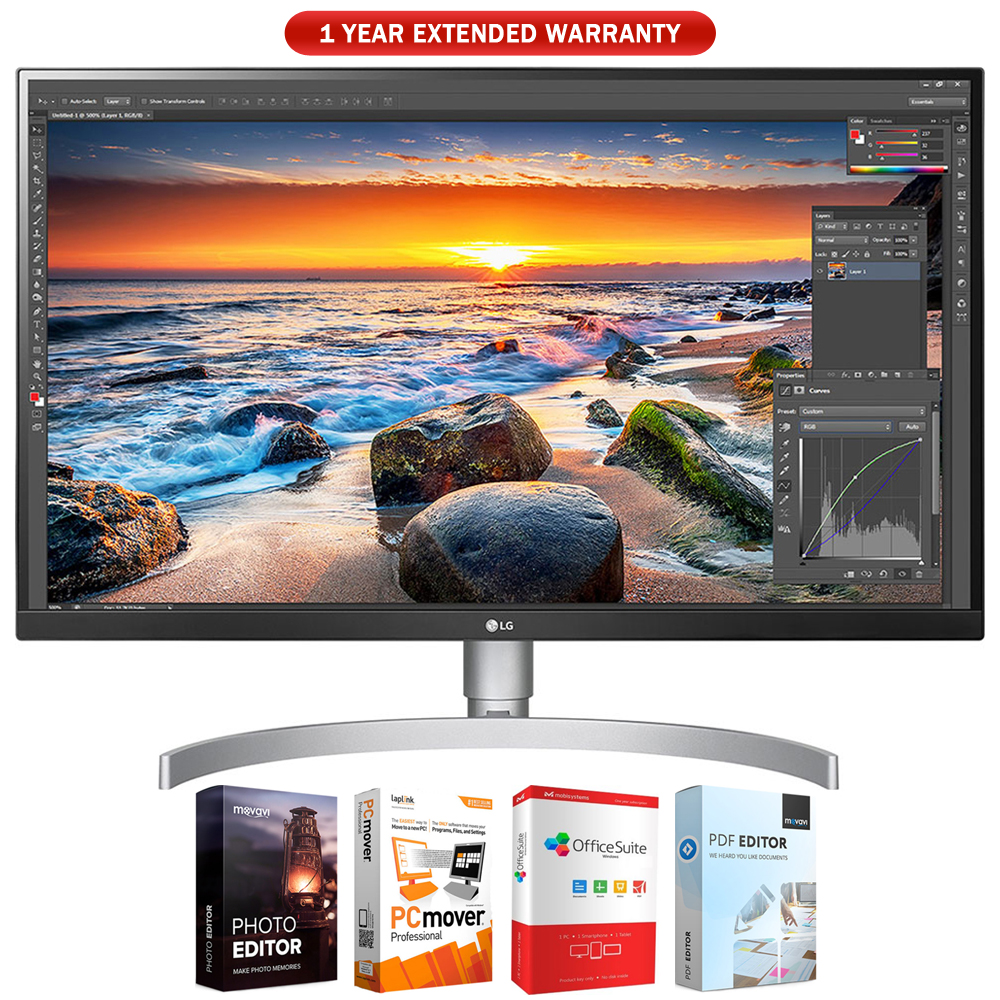 LG 27UL850-W 27-inch 4K UHD IPS LED Monitor with VESA DisplayHDR 400 Bundle with Tech Smart USA Elite Suite - image 1 of 11