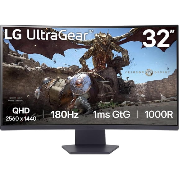 LG 32" 180 Hz VA QHD Gaming Monitor FreeSync (AMD Adaptive Sync) sRGB 99% (CIE1931) UltraGear 32GS60QC-B