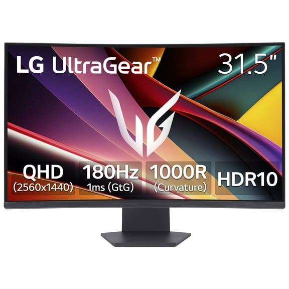 Open Box LG 32" UltraGear QHD AMD FreeSync Curved Gaming Monitor, 180Hz, 1ms, Black, 32G60WA-B