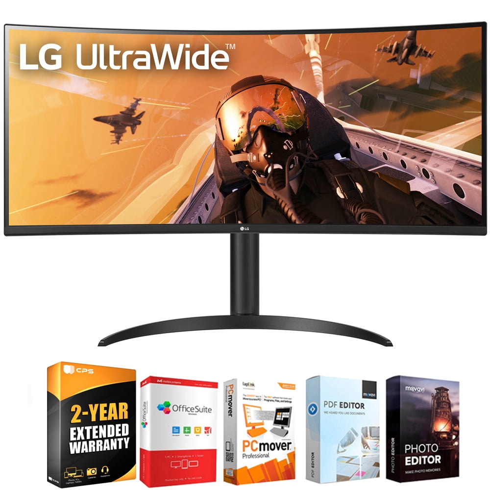 LG 34WP75CB 34" Curved UltraWide QHD Monitor with AMD FreeSync Bundle