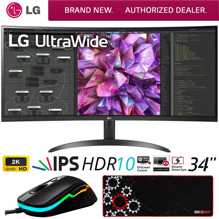 LG 34 inch Curved Ultrawide™ WQHD (3440 x 1440) Monitor, Black- 34WR50QC-B,  New