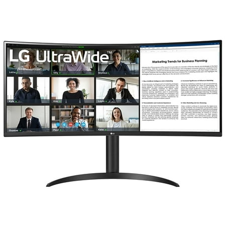 LG - 34" VA Curved UltraWide WQHD 100Hz Monitor with HDR 10 (HDMI, DisplayPort, USB-C) - Black - Black