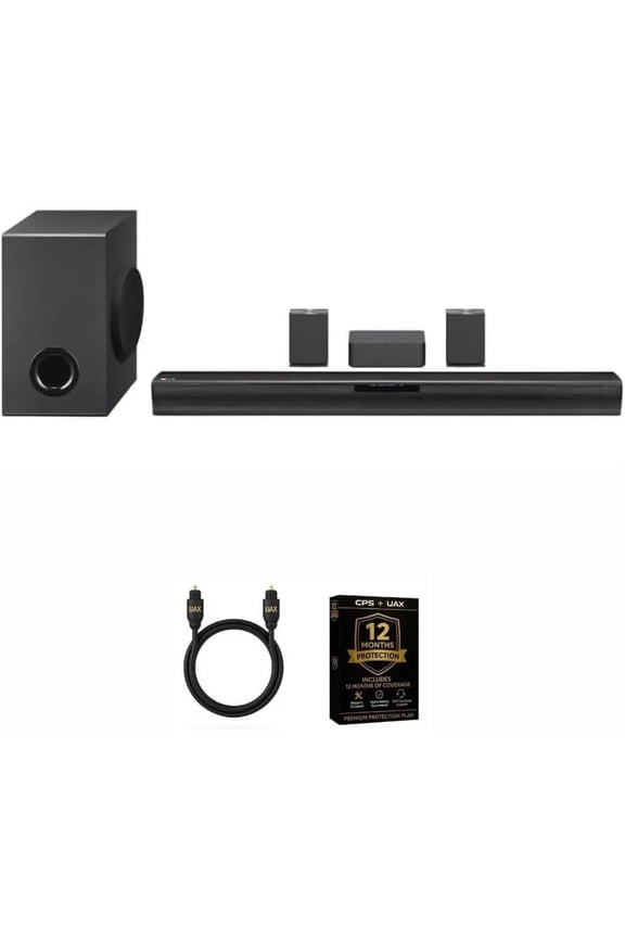 4.1 Channel Home Theatre Soundbar System, Wireless Subwoofer & Rear Speakers, Dolby Digital, Bluetooth For OLED and QNED TVs, 12M CPS Protection, Optical Cable & DVD Player