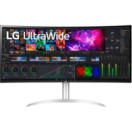LG - 40” IPS LED Curved UltraWide WHUD 71Hz Monitor with HDR (HDMI, DisplayPort, USB) - Silver/White