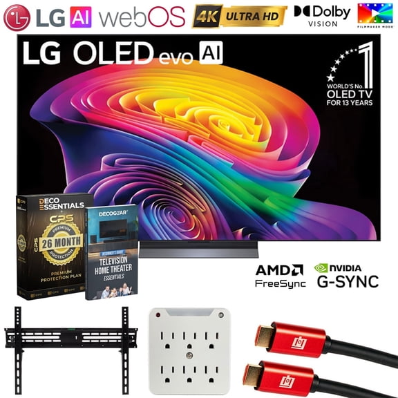 LG 42" OLED evo AI C6 4K Smart webOS TV (2026) OLED42C6PUA.AUSZ Bundle with 26 Month CPS Protection Pack, 2x HDMI Cable, Wall Mount, 6-Outlet Surge Adapter and Deco Gear Home Theater Beginner's Guide