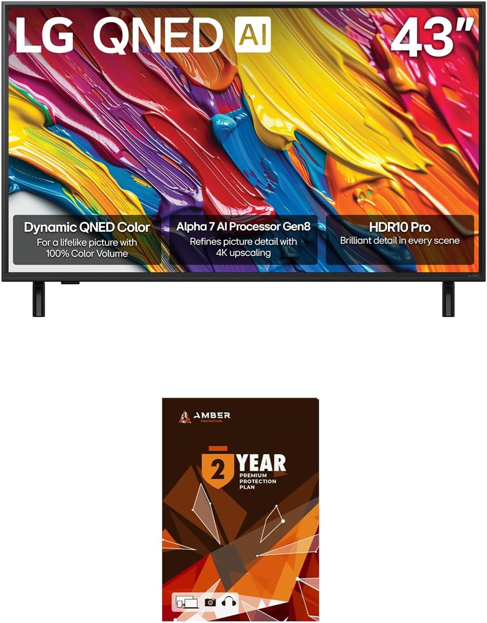 LG 43QNED82AUA 43 Inch QNED AI 4K Smart TV with HDR10 Pro and 2 Year Amber Protection Plan (2025)
